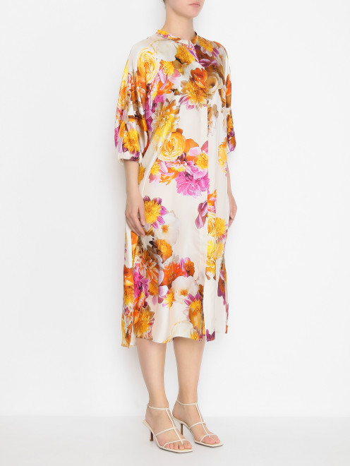 Платье из шелка с цветочным узором Marina Rinaldi - МодельВерхНиз