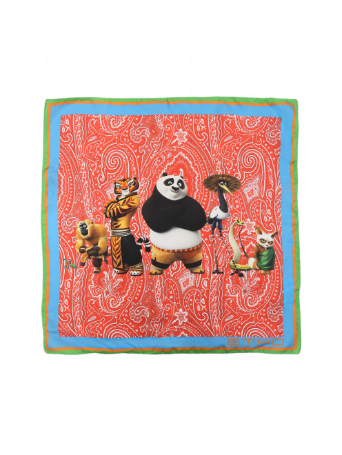 Платок из шелка с узором "Кунг-фу панда" Etro - Общий вид