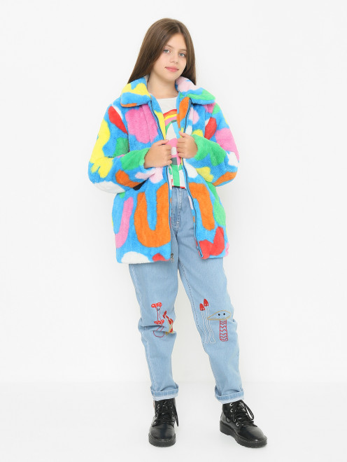 Пальто из искуственного цветного меха Stella McCartney kids - МодельОбщийВид
