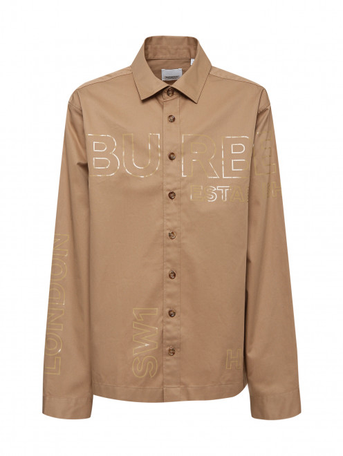 Рубашка с принтом из хлопка Burberry - Общий вид