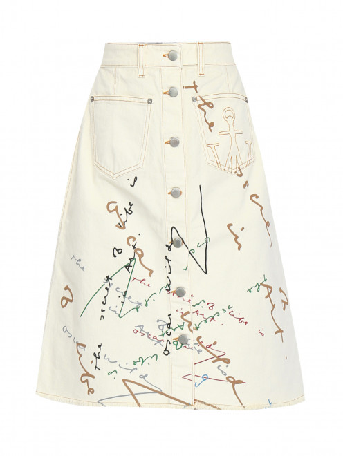 Джинсовая юбка из хлопка с принтом J.W. Anderson - Общий вид