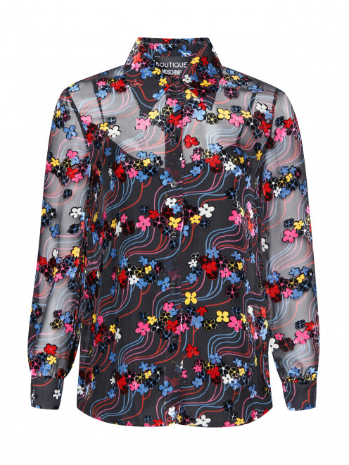 Блуза из смешанного шелка с узором Moschino Boutique - Общий вид