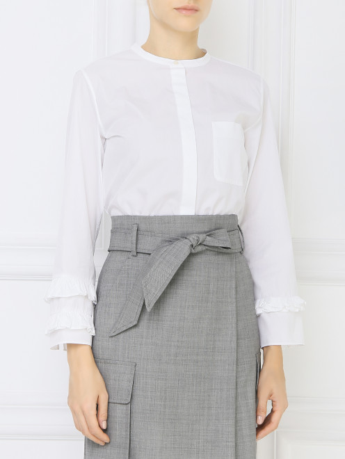 Блуза из хлопка с карманом и воланами на рукавах Max Mara - МодельВерхНиз