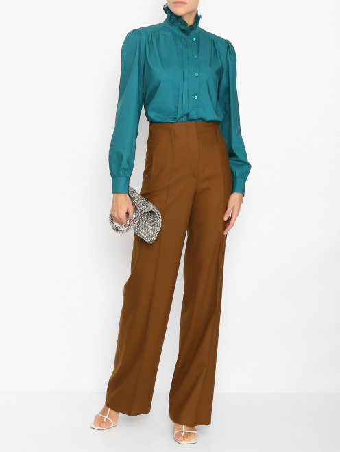Блуза из хлопка с объемными рукавами Alberta Ferretti - МодельОбщийВид