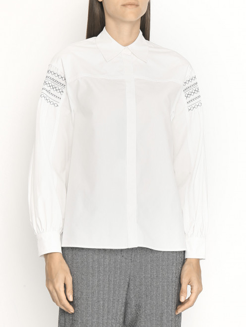 Рубашка из хлопка с вышивкой Weekend Max Mara - МодельВерхНиз