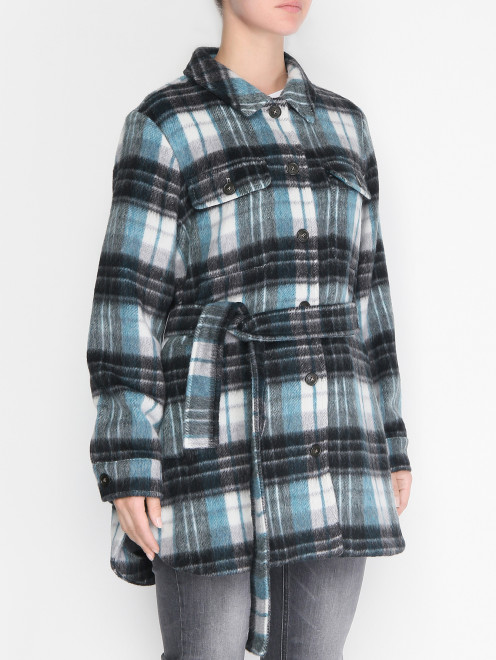 Рубашка-пальто из шерсти с узором "клетка" Marina Rinaldi - МодельВерхНиз