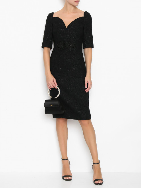 Платье-миди из смешанной шерсти с коротким рукавом Moschino Boutique - МодельОбщийВид