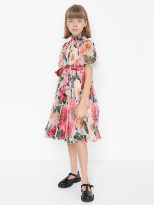 Шелковое платье с коротким рукавом Dolce & Gabbana - МодельОбщийВид