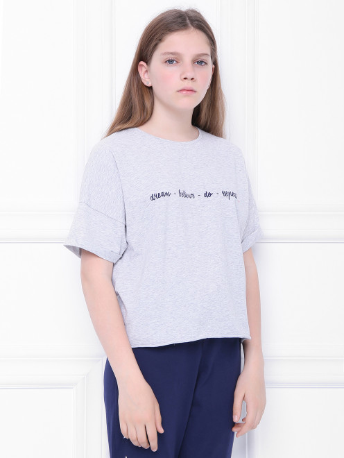 Укороченная футболка из хлопка Sanetta - МодельВерхНиз
