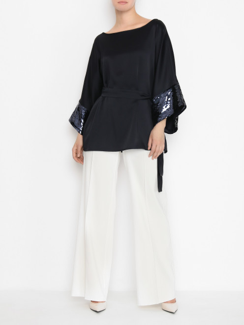 Блуза однотонная, декорированная паетками Marina Rinaldi - МодельОбщийВид