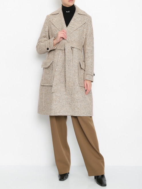 Пальто из смешанной шерсти с накладными карманами  LARDINI - МодельОбщийВид