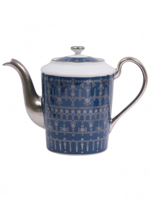 Чайник из фарфора с узором и серебряной окантовкой  Haviland - Обтравка2