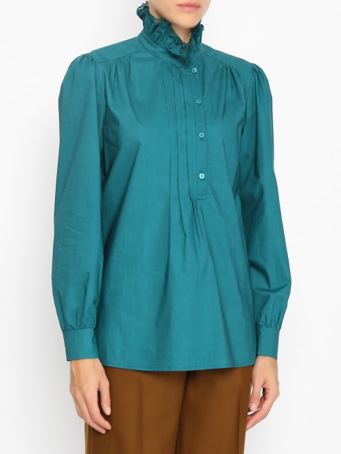 Блуза из хлопка с объемными рукавами Alberta Ferretti - МодельВерхНиз