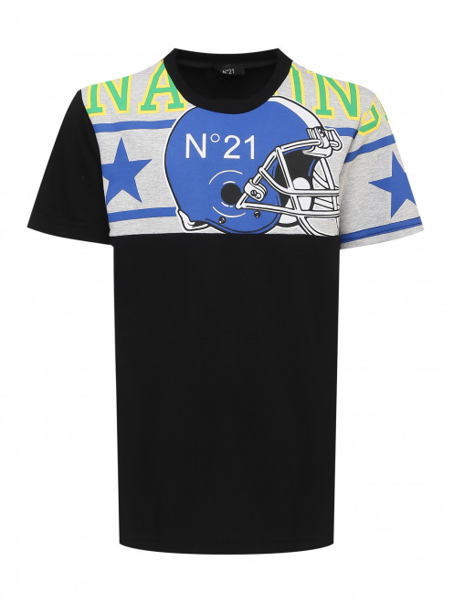 Трикотажная футболка с принтом N21 - Общий вид