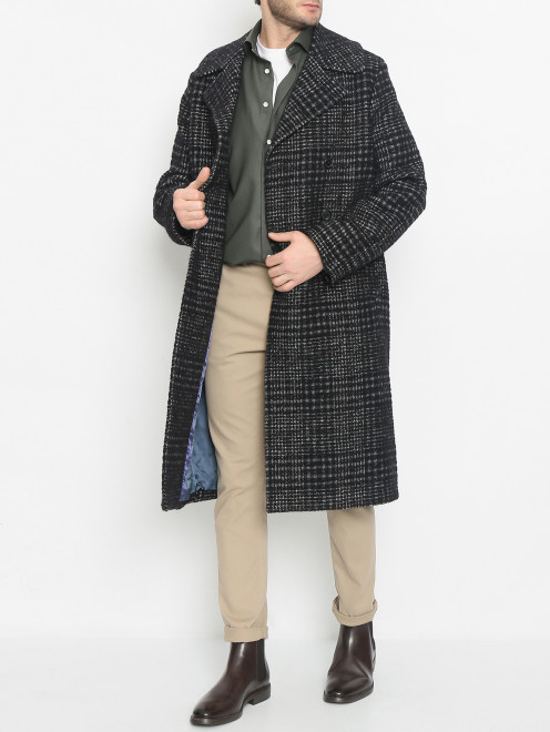 Двубортное пальто из шерсти с узором Paul Smith - МодельОбщийВид