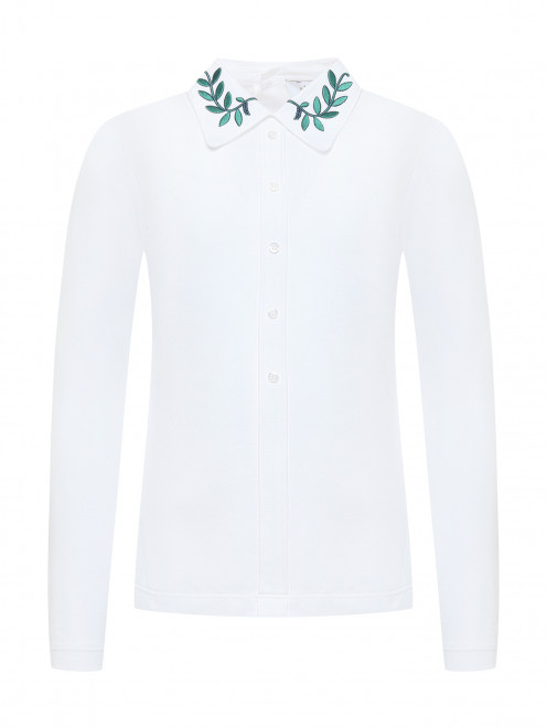 Трикотажная блуза с вышитым воротником Aletta Couture - Общий вид