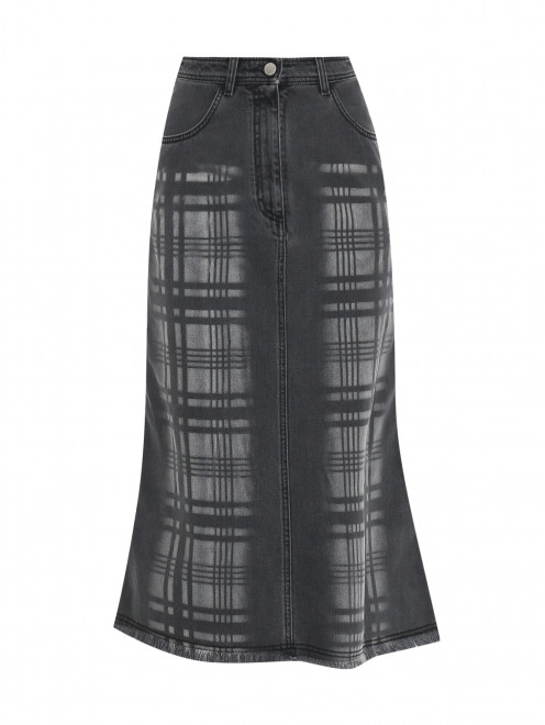 Джинсовая юбка из хлопка с узором Alberta Ferretti - Общий вид
