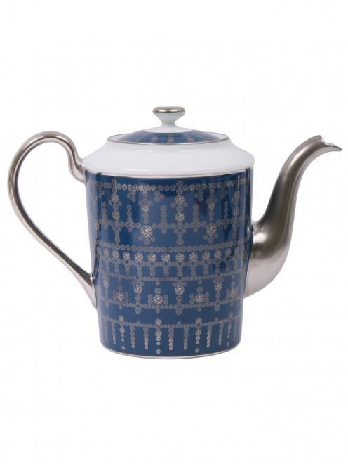 Чайник из фарфора с узором и серебряной окантовкой  Haviland - Общий вид
