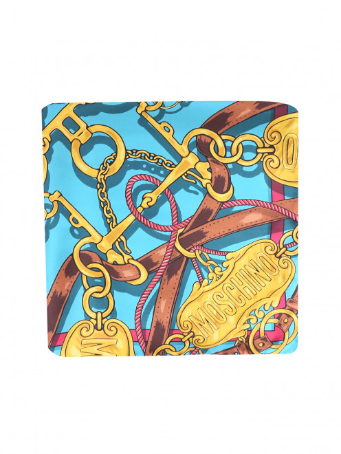 Платок из шелка с узором и логотипом Moschino - Общий вид