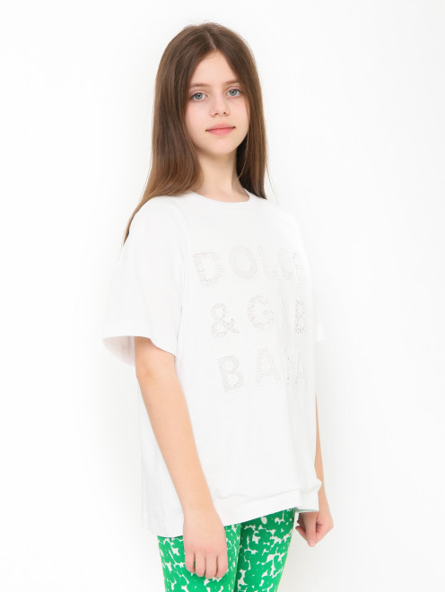 Хлопковая футболка с аппликацией Dolce & Gabbana - МодельВерхНиз