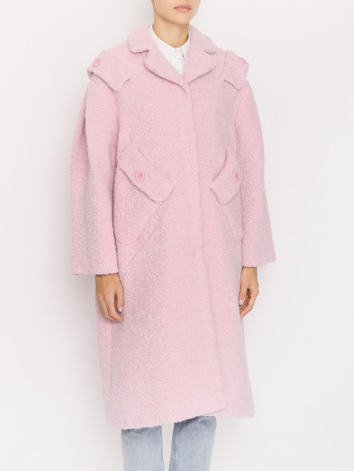 Пальто из смешанной шерсти с карманами Moschino - МодельВерхНиз