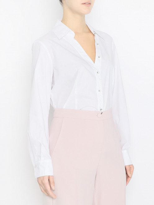 Блуза из хлопка с декоративными пуговицами Marina Rinaldi - МодельВерхНиз