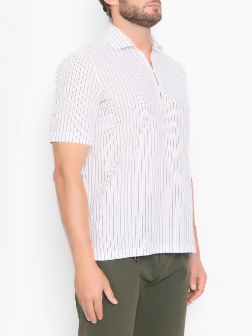 Рубашка из хлопка с узором полоска Giampaolo - МодельВерхНиз