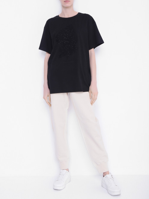 Хлопковая футболка с кружевной аппликацией Ermanno Scervino - МодельОбщийВид