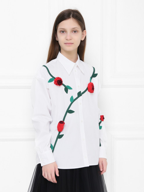 Блуза из хлопка с аппликацией Dolce & Gabbana - МодельВерхНиз